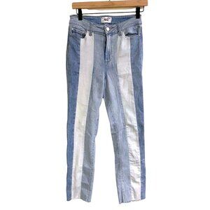 Paige Denim Jeans 27 Two Tone Panel Patchwork Ankle Stretchy 90s Y2K Casual EUC